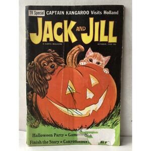 Vintage 1966 Halloween Jack & Jill Magazine Wrigley Zoo Orange Cat Dog Pumpkin